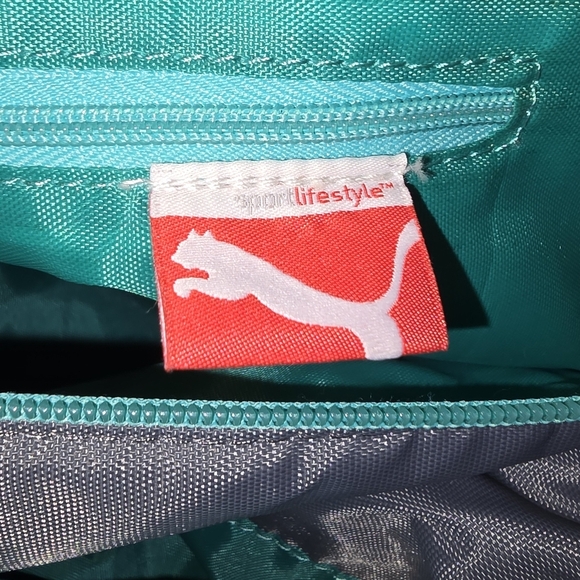 NWOT Puma Mint Green & Gray Logo Duffle Gym Travel Overnight Weekend Nylon Bag - Picture 7 of 10